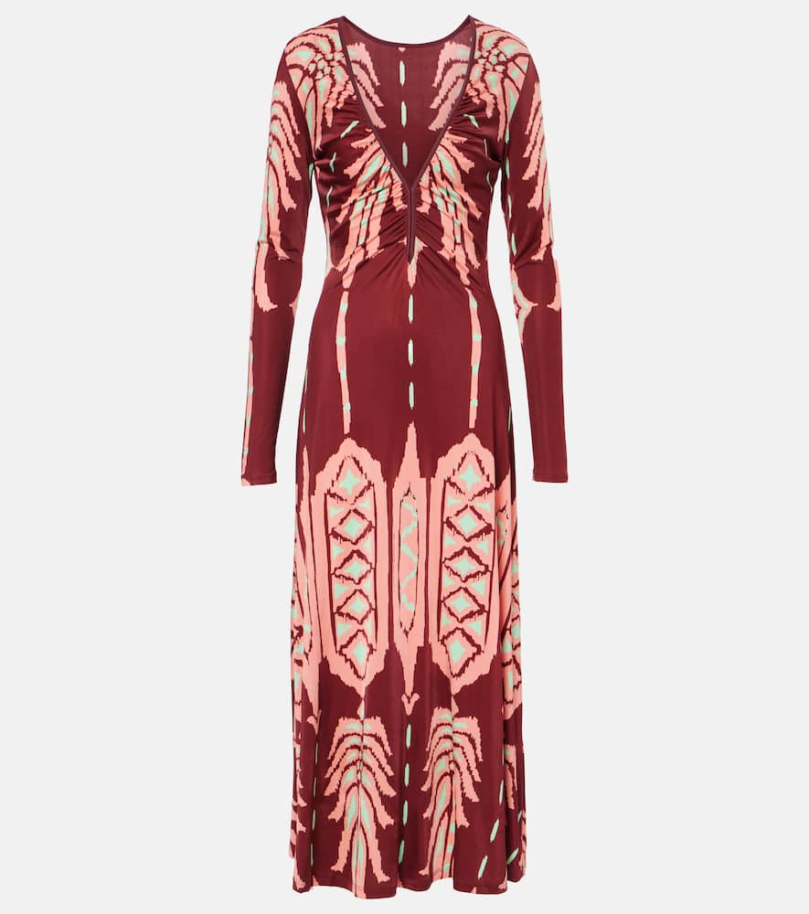Printed ruched maxi dress
