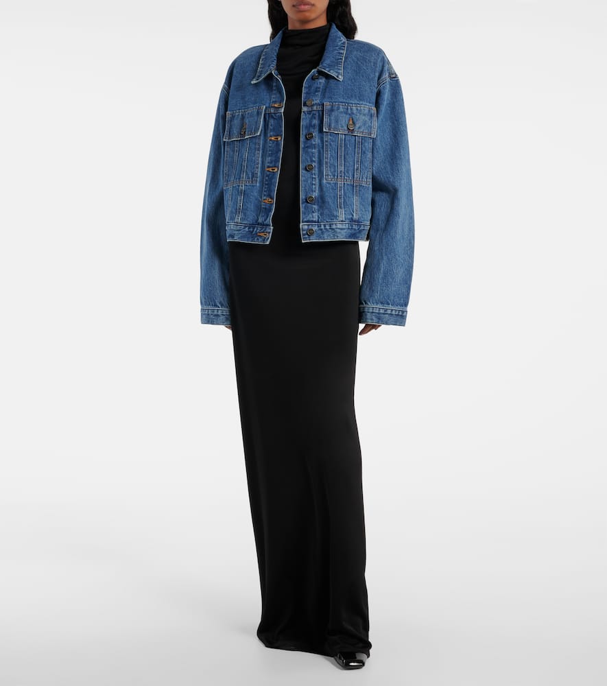 Shop Khaite Saunder Denim Jacket In Blue