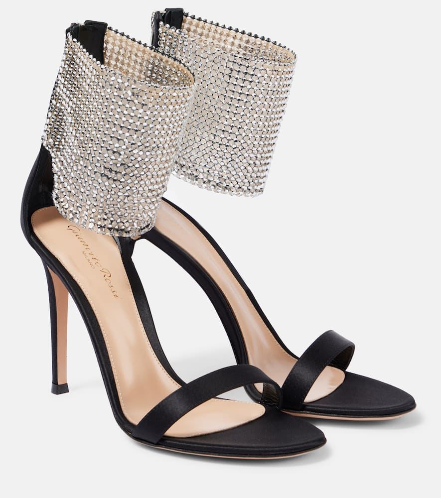 Gianvito Rossi 105 Crystal Embellished Sandals In Black