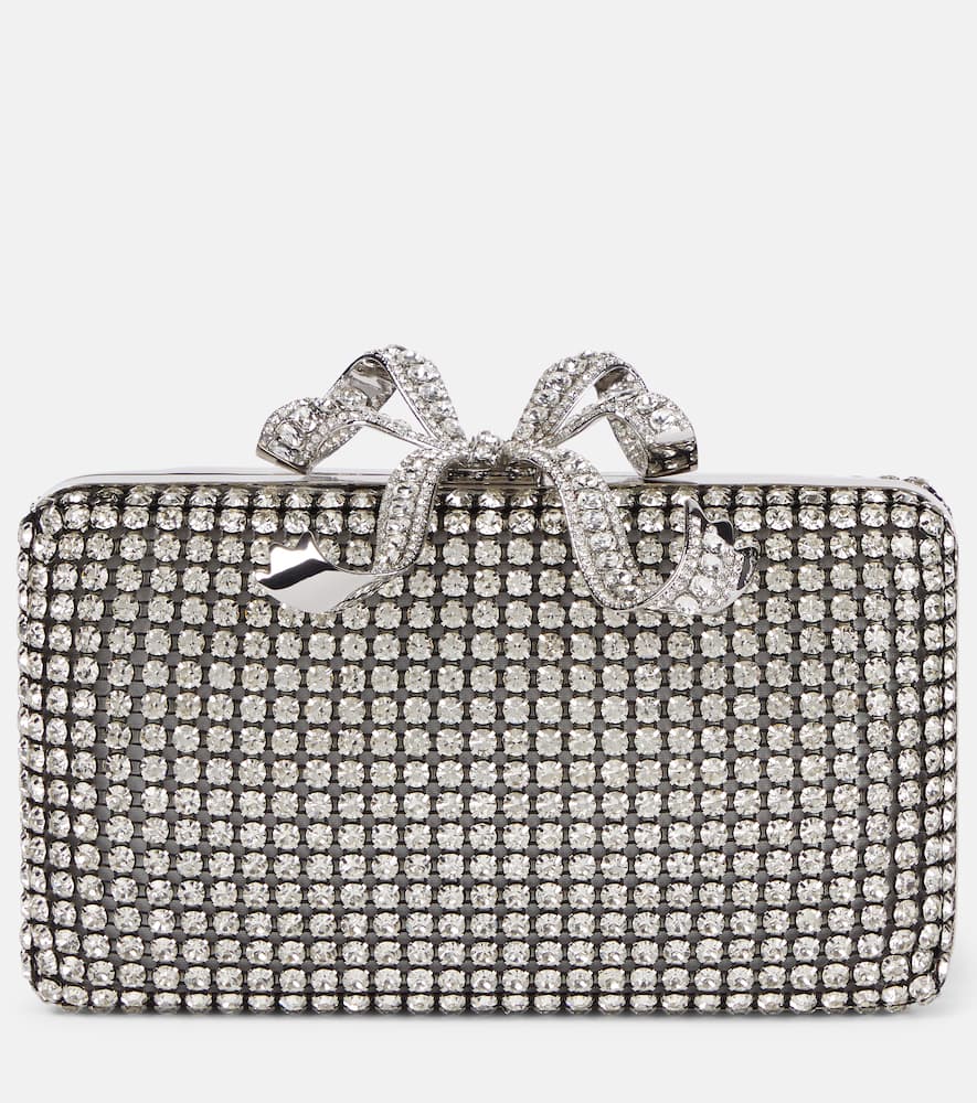 Bow Small crystal-embellished clutch