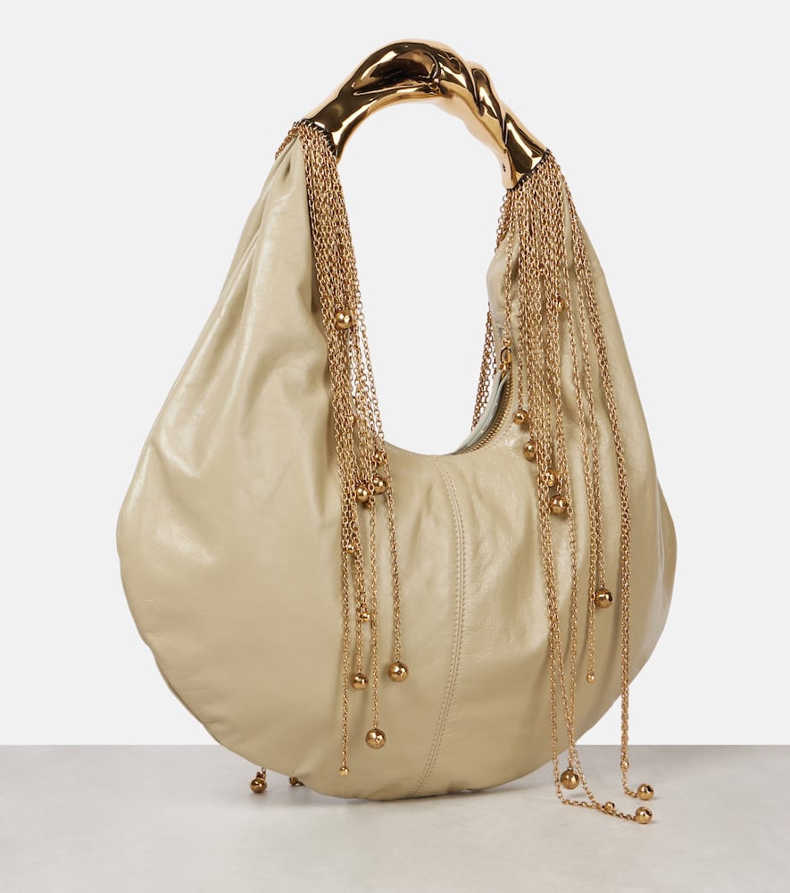 Chloé Twisted Shell Leather Shoulder Bag In Beige