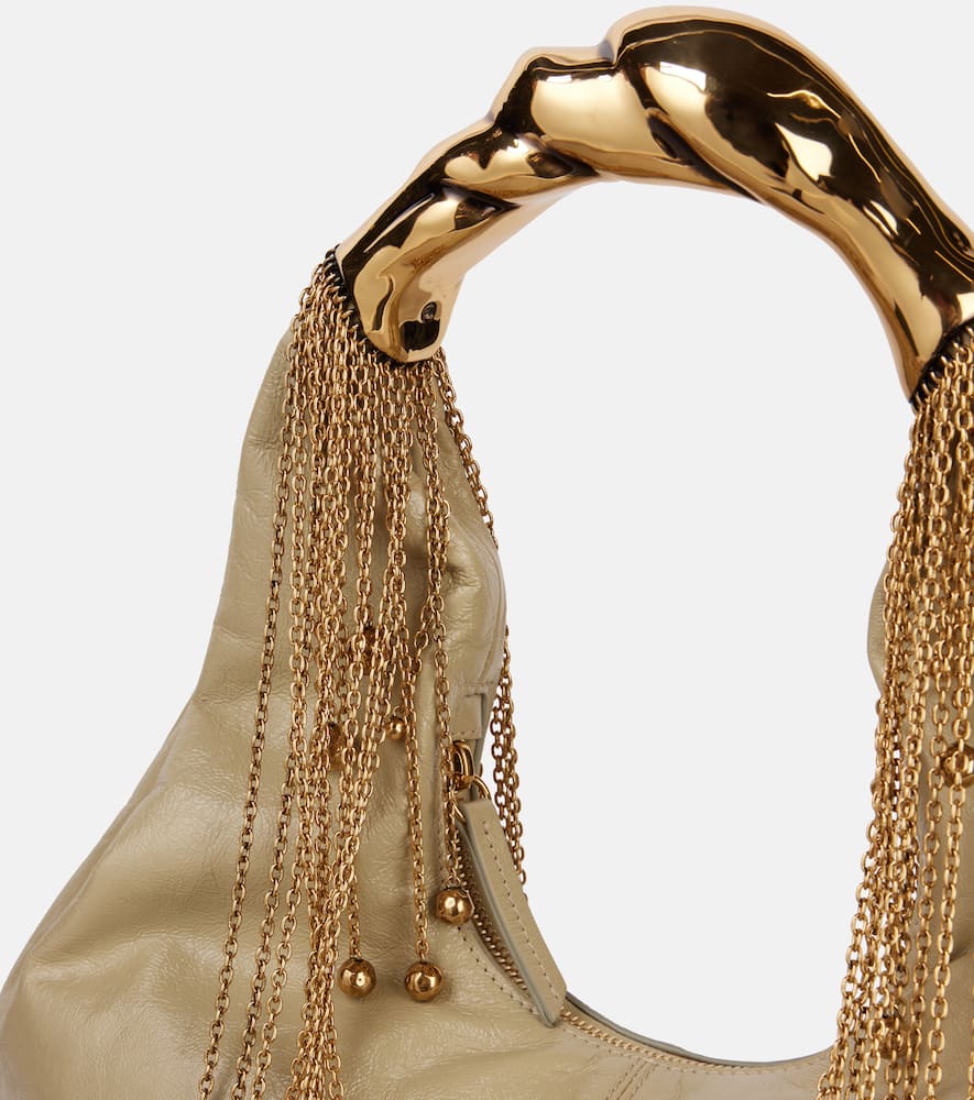 Chloé Twisted Shell Leather Shoulder Bag In Beige