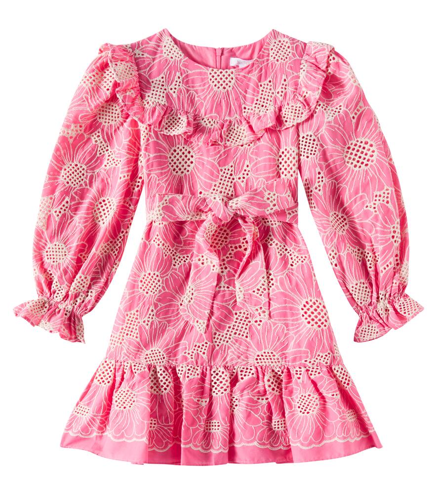 Patachou Embroidered Cotton Voile Dress In Coral