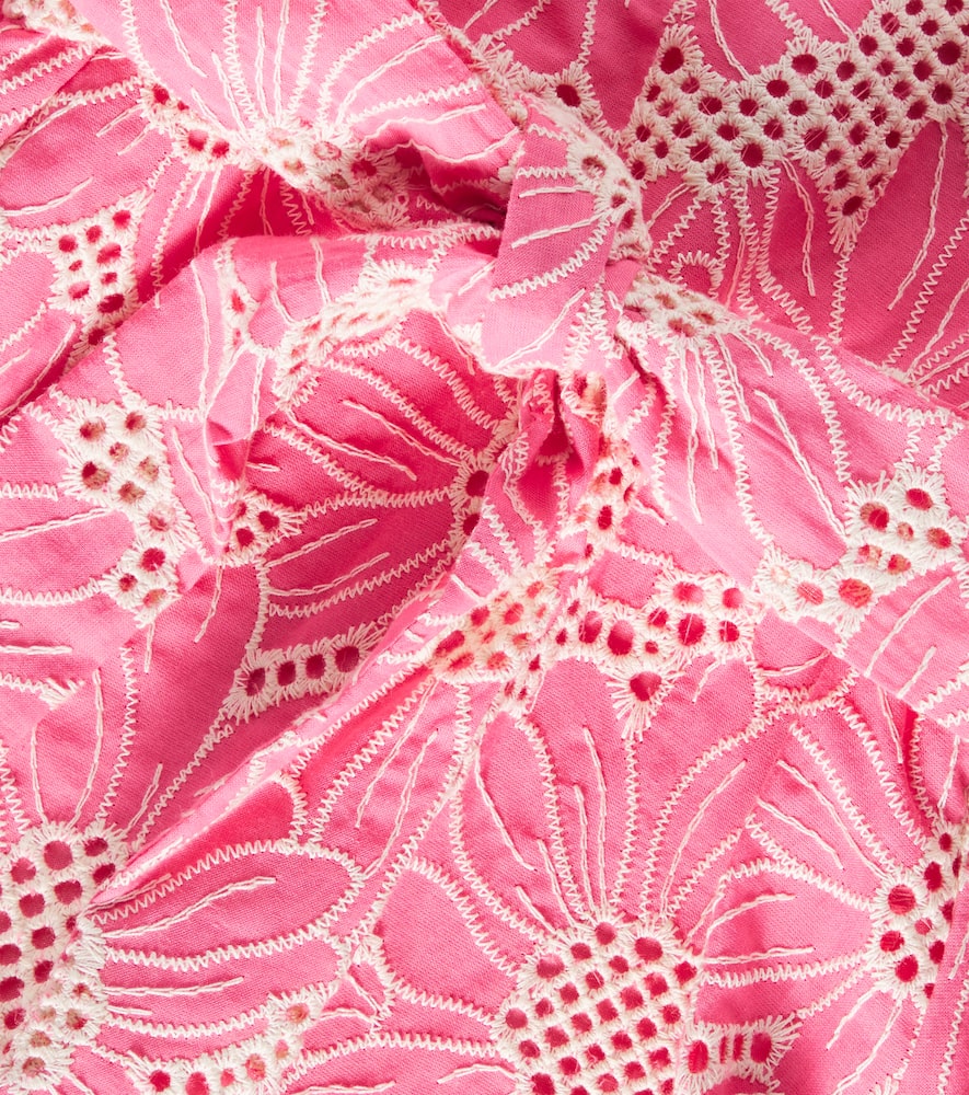 Patachou Embroidered Cotton Voile Dress In Coral