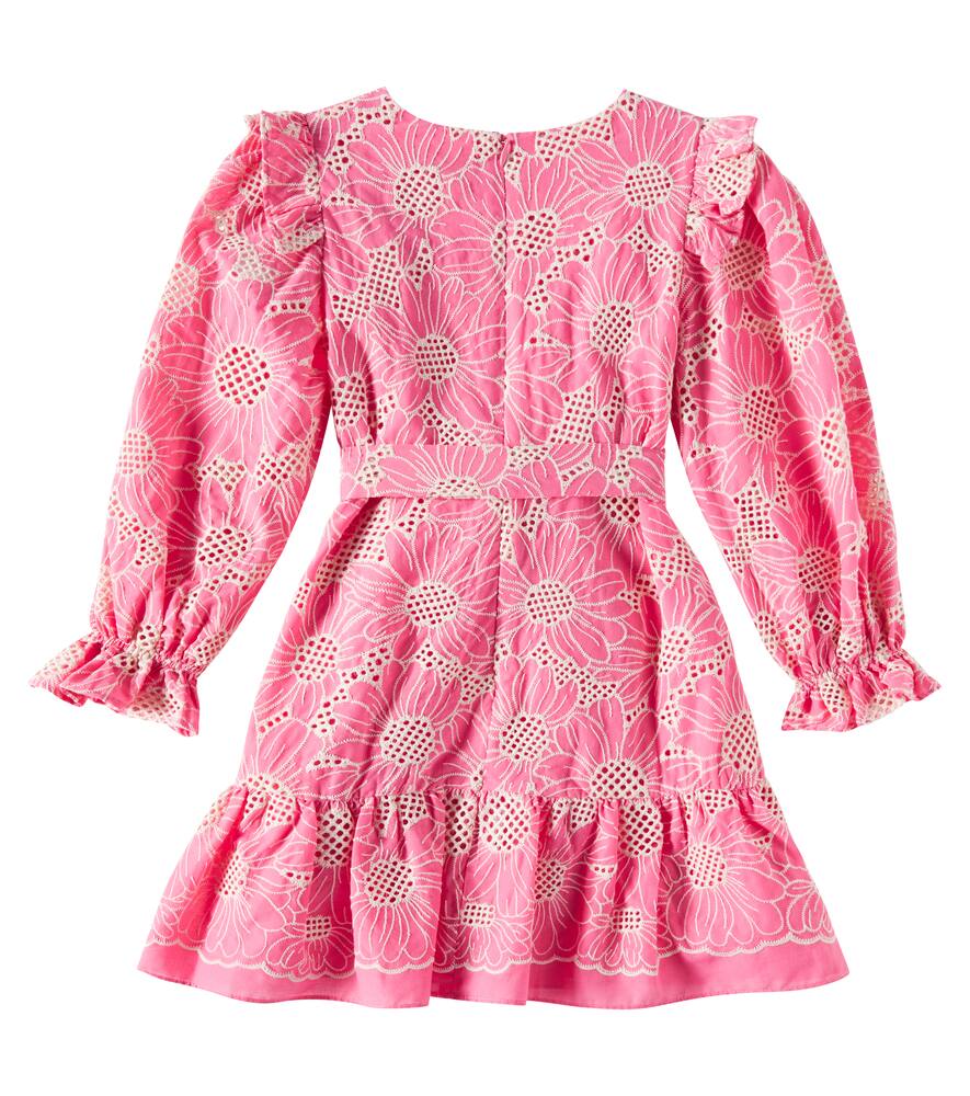 Patachou Embroidered Cotton Voile Dress In Coral