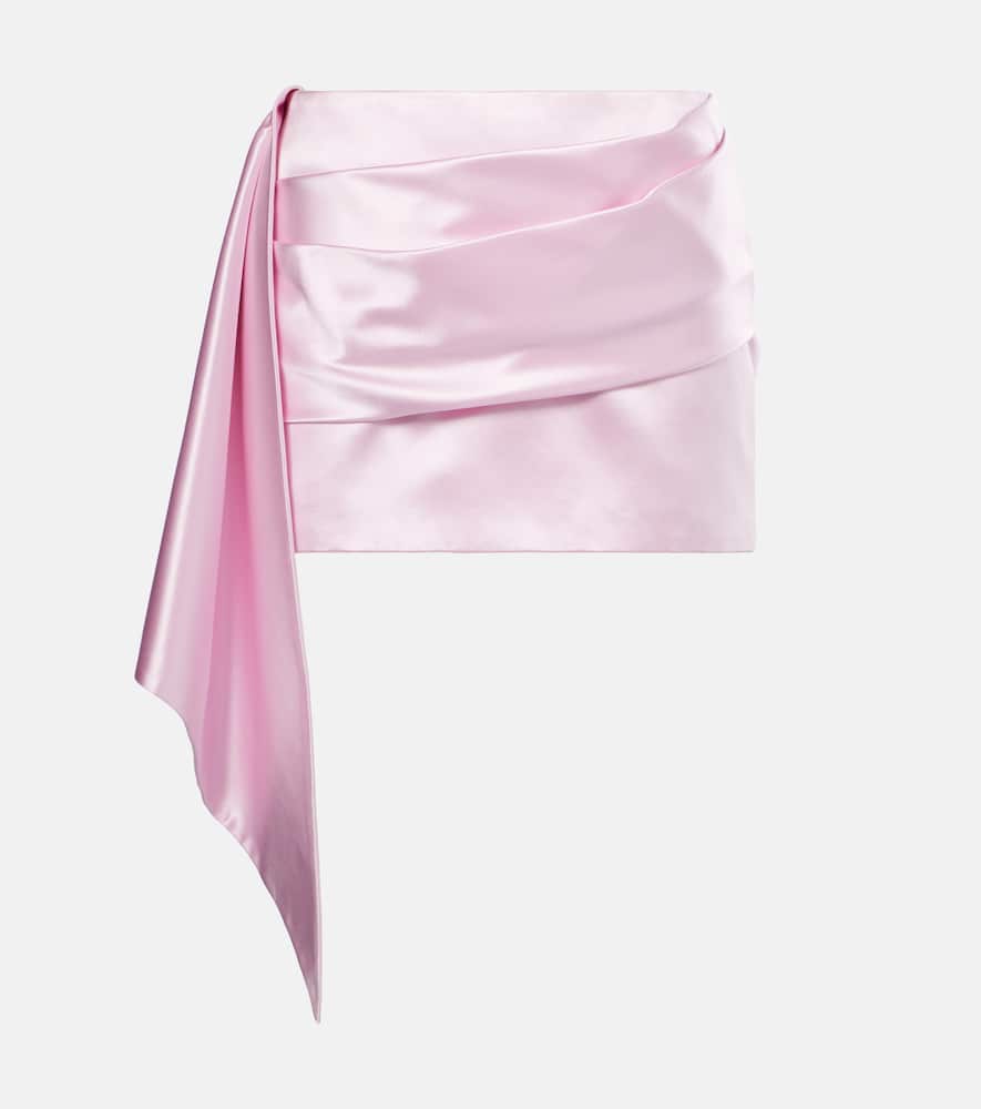 Draped duchess satin miniskirt