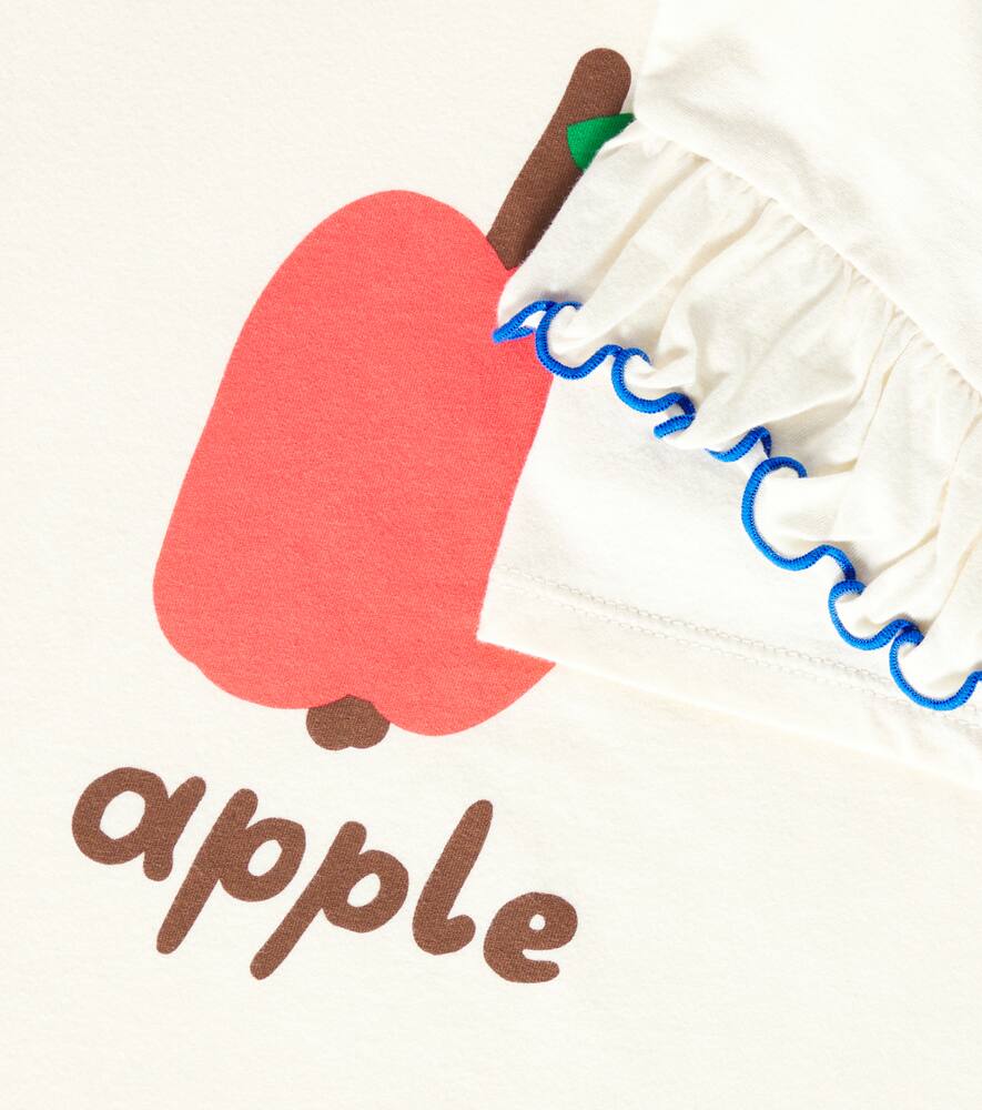 Jellymallow Apple Ruffled Cotton Jersey T-shirt In White