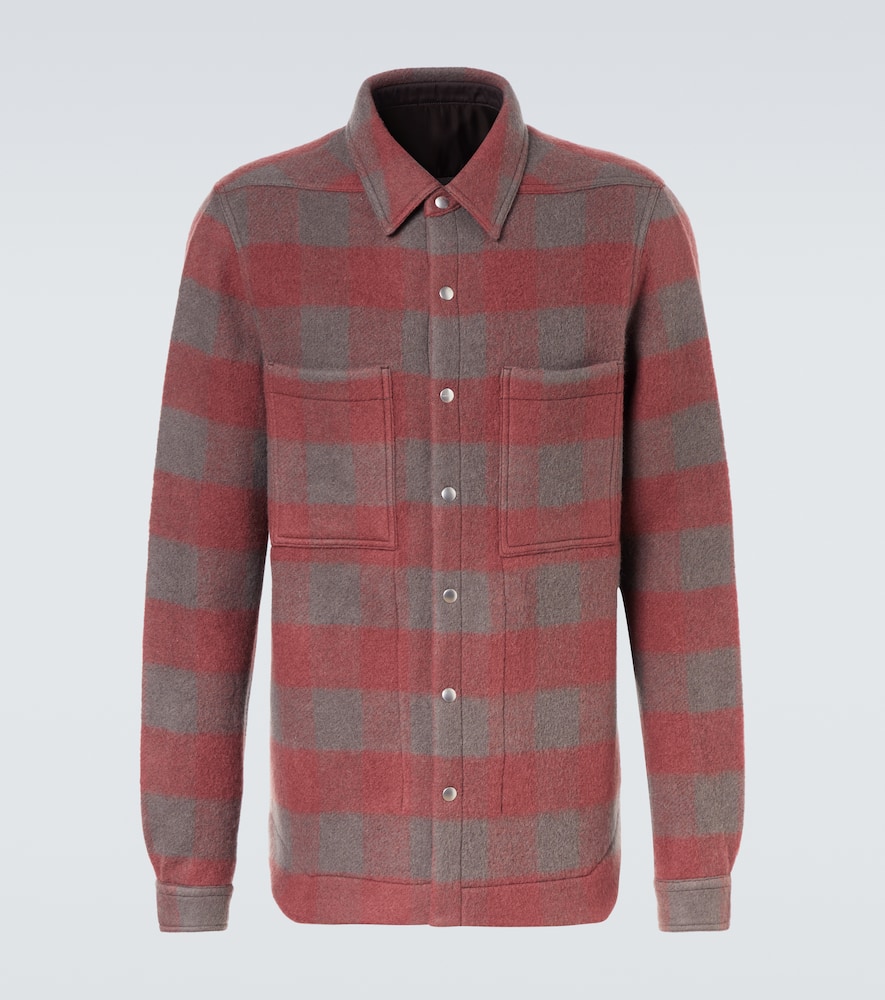 Rick Owens Checked Virgin Wool Overshirt In Red