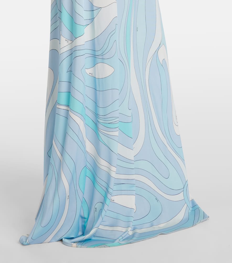 Pucci Marmo High-rise Satin Jersey Maxi Skirt In Blue
