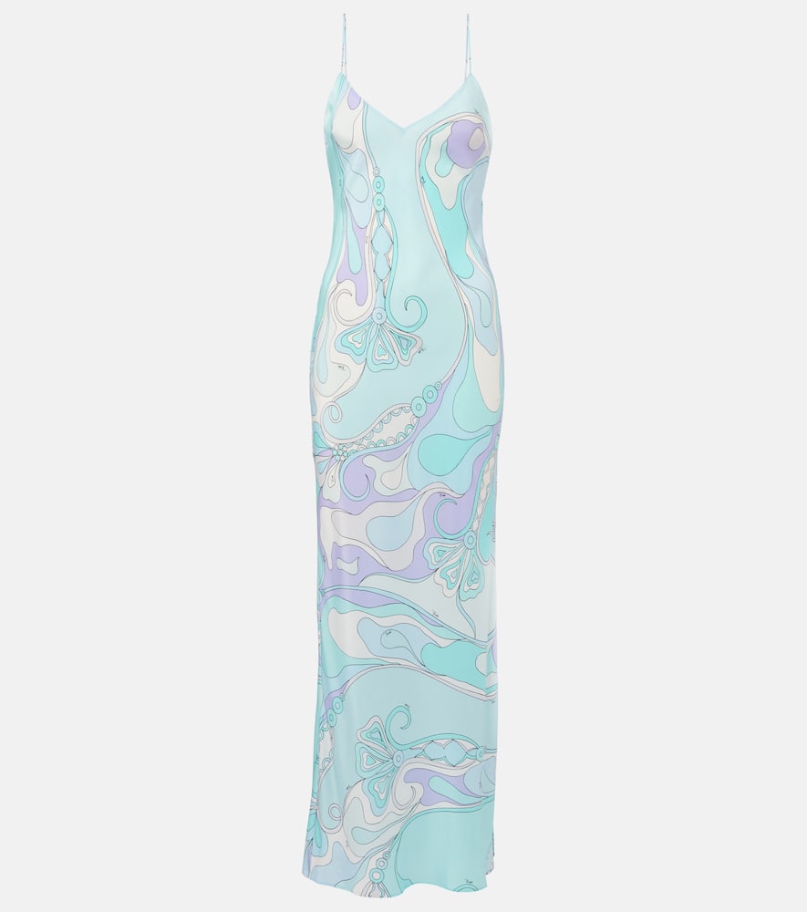 Pucci Orchidee Asymmetric Silk Twill Minidress In Multicoloured
