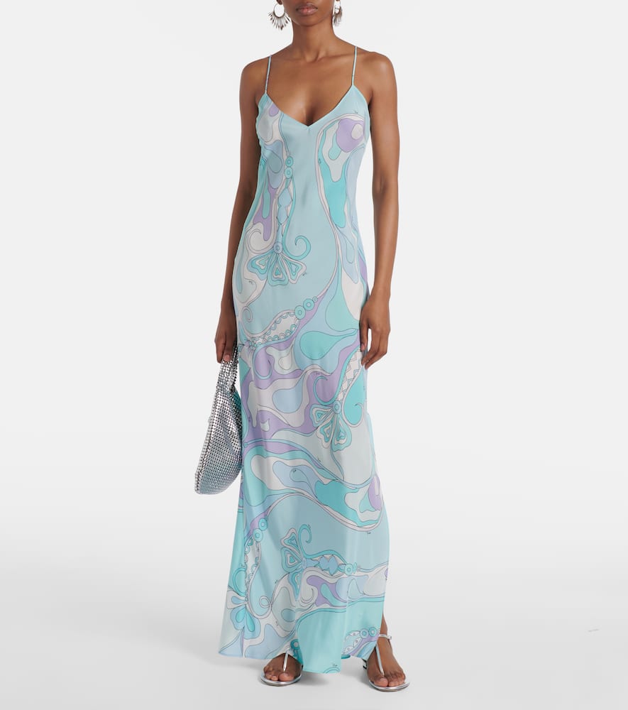 Pucci Orchidee Asymmetric Silk Twill Minidress In Multicoloured