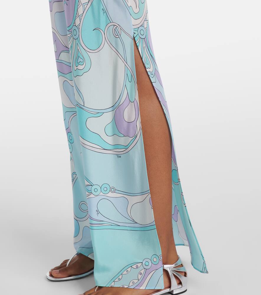 Pucci Orchidee Asymmetric Silk Twill Minidress In Multicoloured