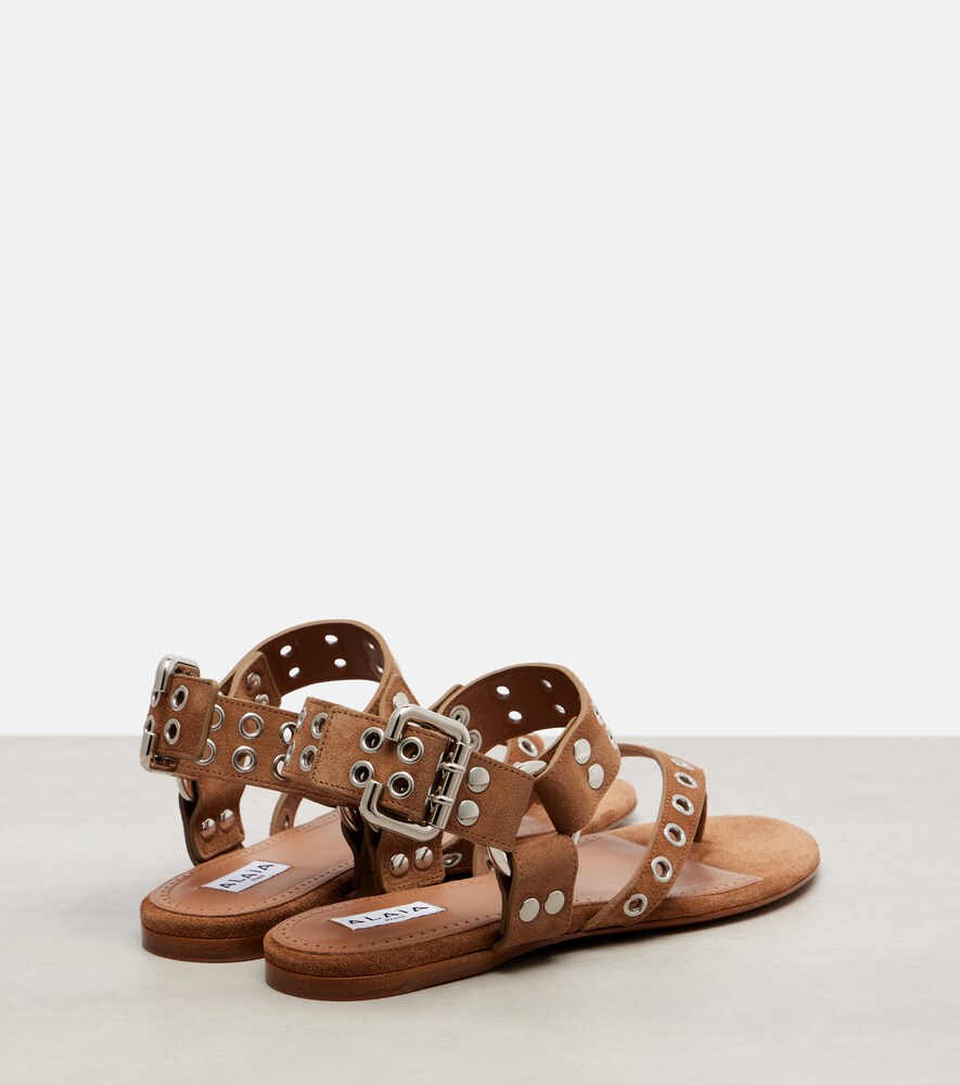  Alaia Alaã¯a Biker Studded Suede Thong Sandals 