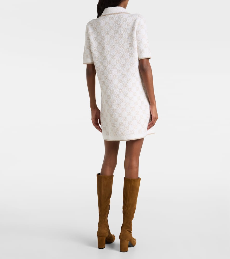 Gucci Gg Wool-blend Polo Minidress In White