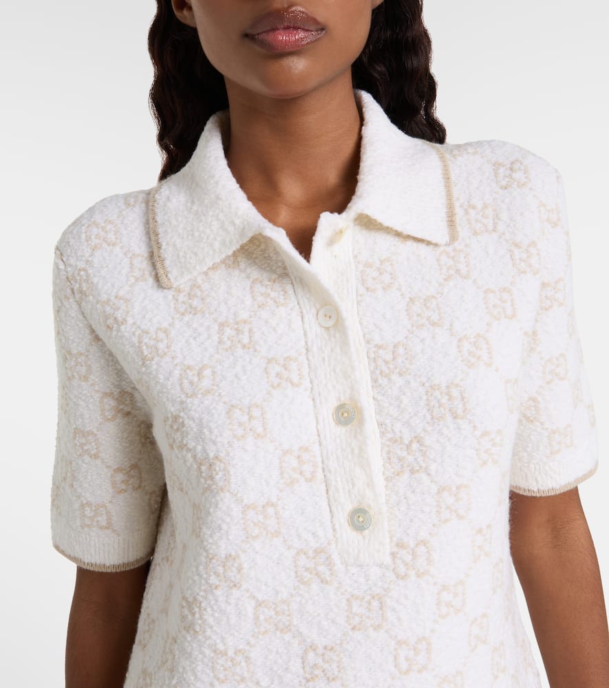 Gucci Gg Wool-blend Polo Minidress In White