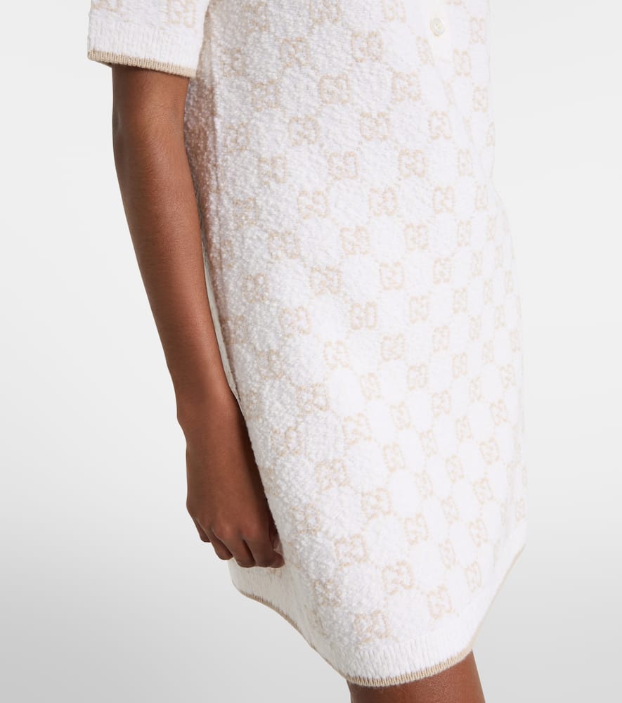 Gucci Gg Wool-blend Polo Minidress In White
