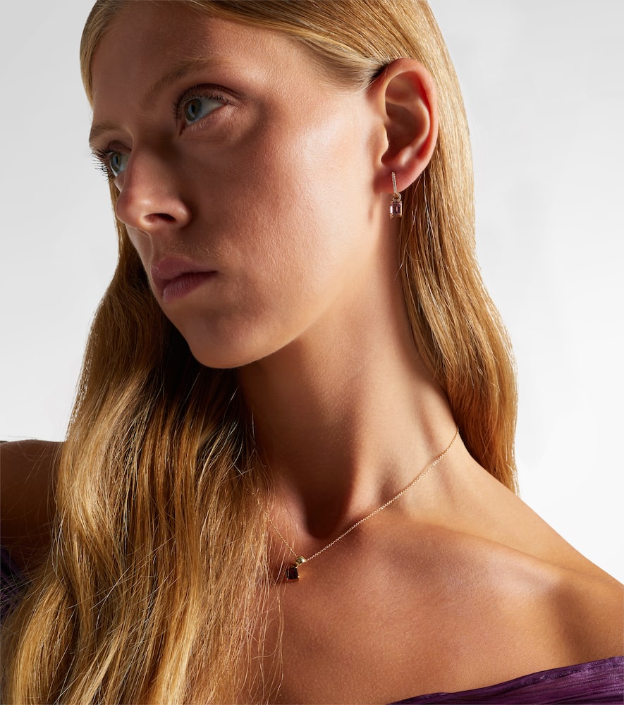 Stone And Strand 14kt Gold Huggie Earrings With Tourmaline And Diamonds In Gold