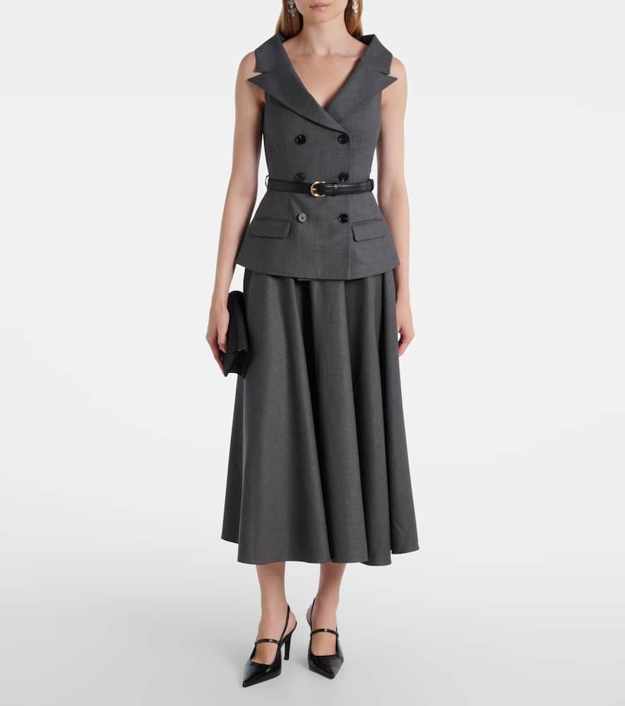 Self-portrait Grey Wool Tailored Midi Dress Clothing In Gray