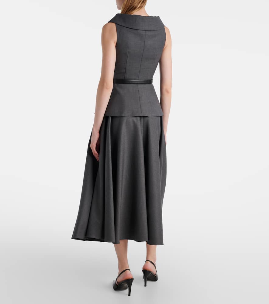 Self-portrait Grey Wool Tailored Midi Dress Clothing In Gray