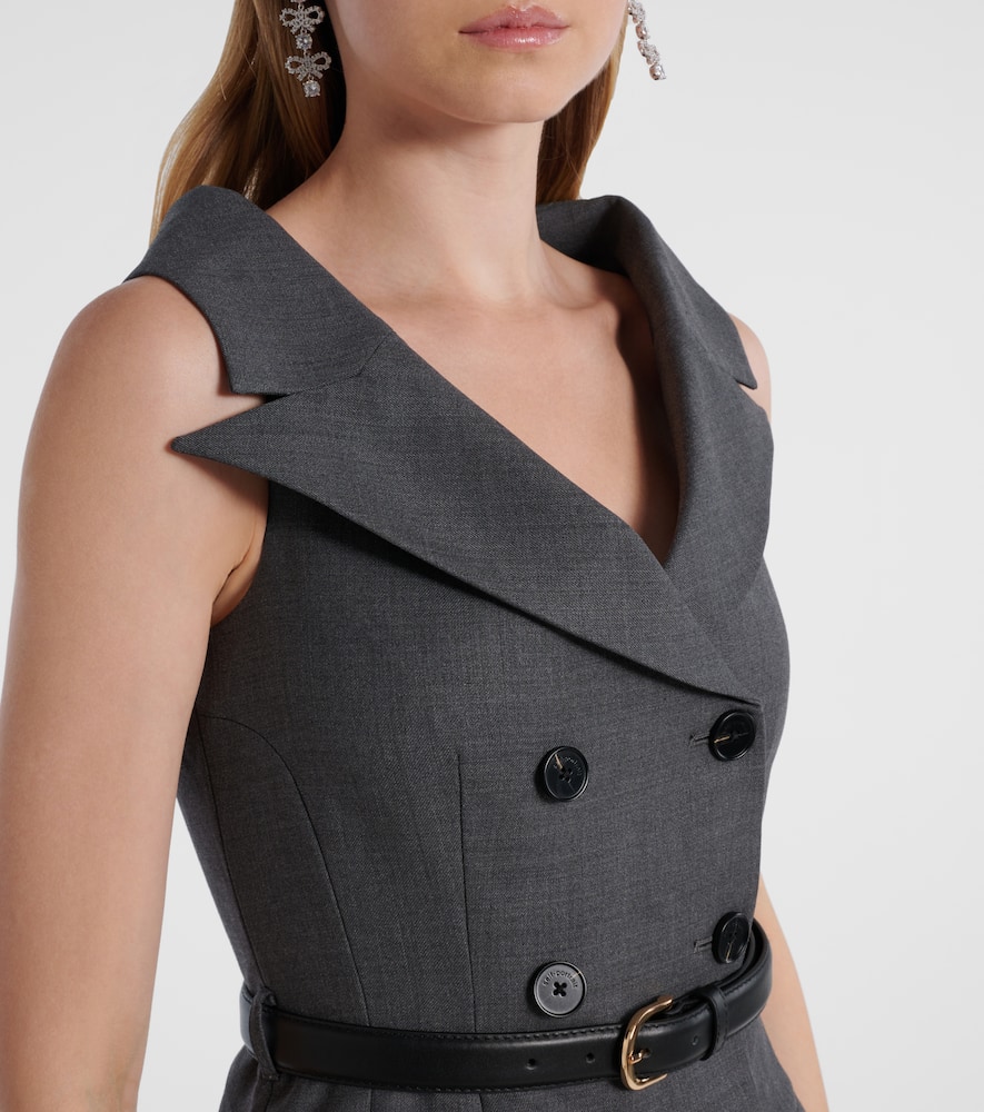 Self-portrait Grey Wool Tailored Midi Dress Clothing In Gray
