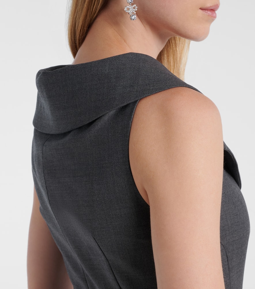Self-portrait Grey Wool Tailored Midi Dress Clothing In Gray