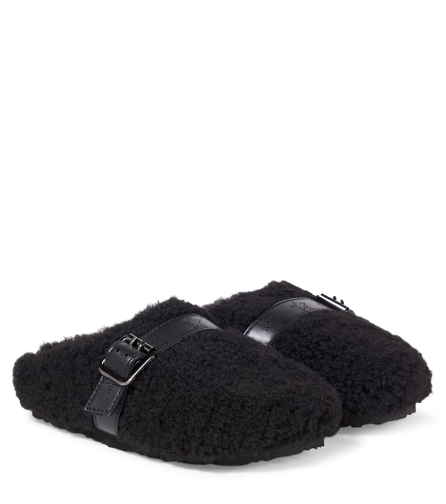Stella Mccartney Star Buckle Slippers In Black