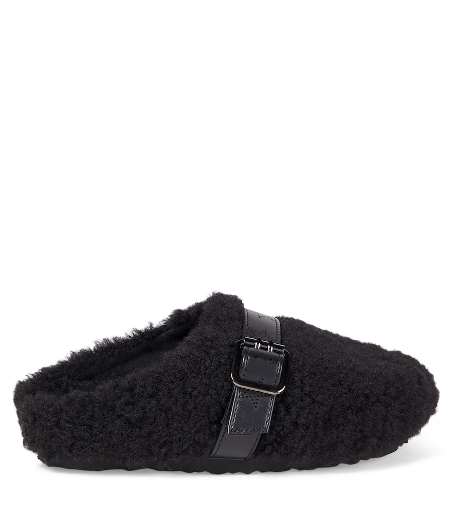 Stella Mccartney Star Buckle Slippers In Black