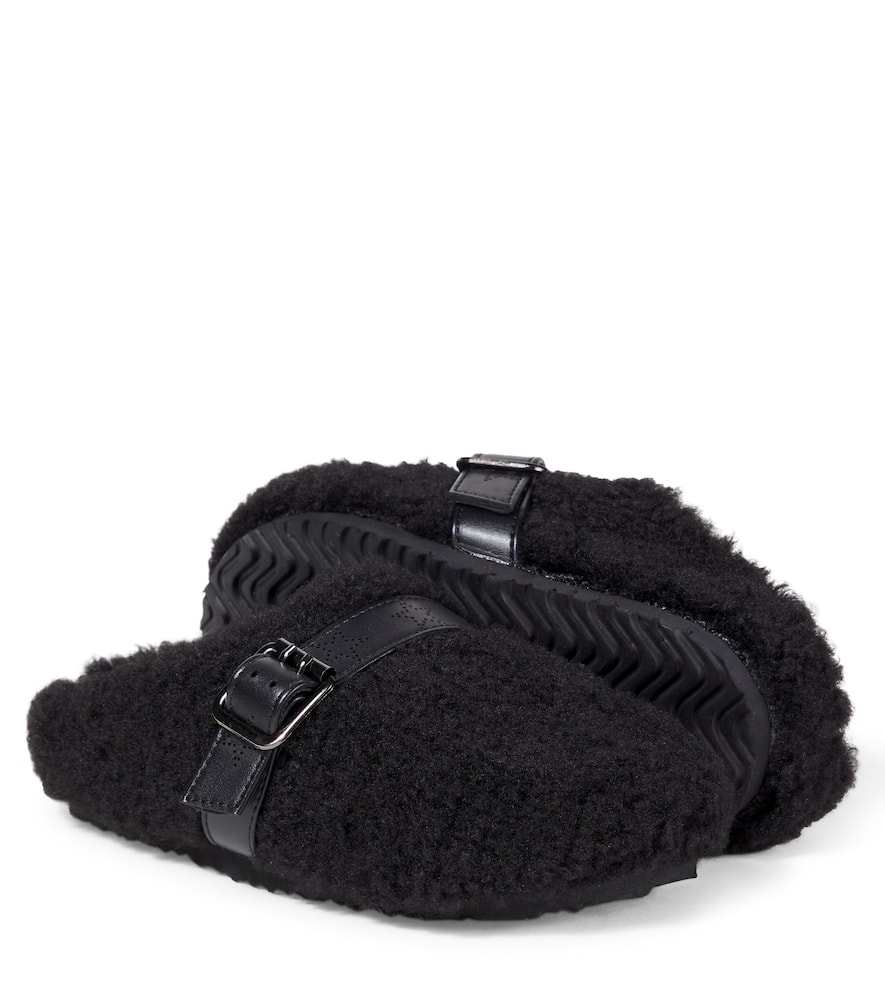 Stella Mccartney Star Buckle Slippers In Black