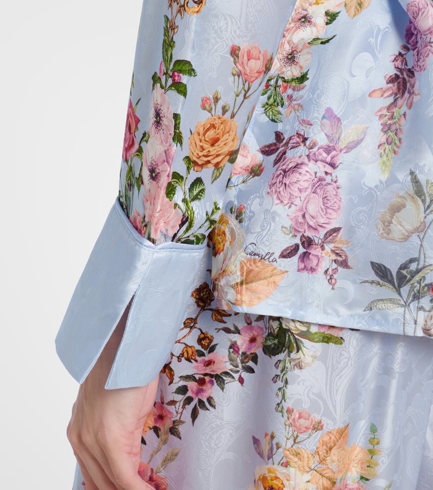 Camilla Tile In Time Belted Floral Jacket In Blue