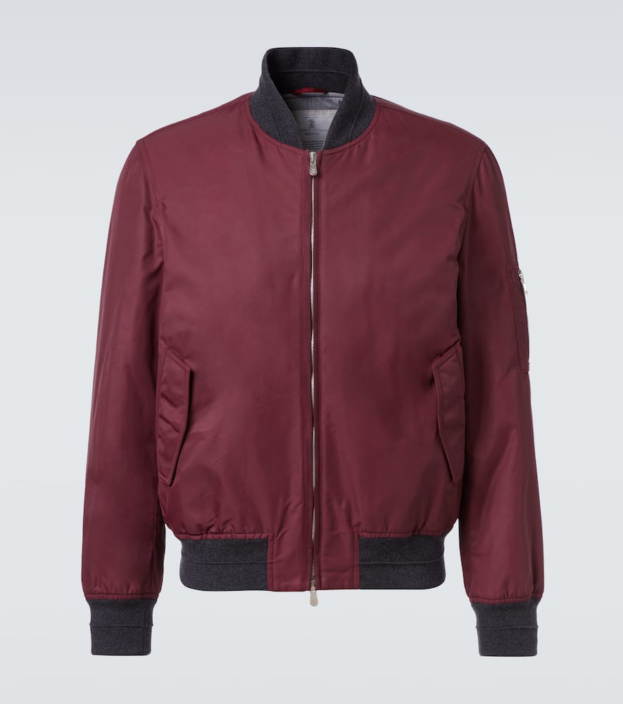 Brunello Cucinelli Padded Bomber Jacket In Burgundy
