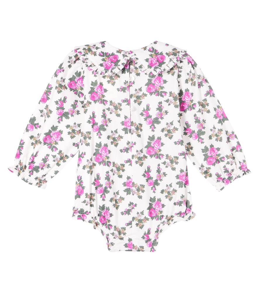 The New Society Baby Elyse Floral Cotton Fleece Bodysuit In White