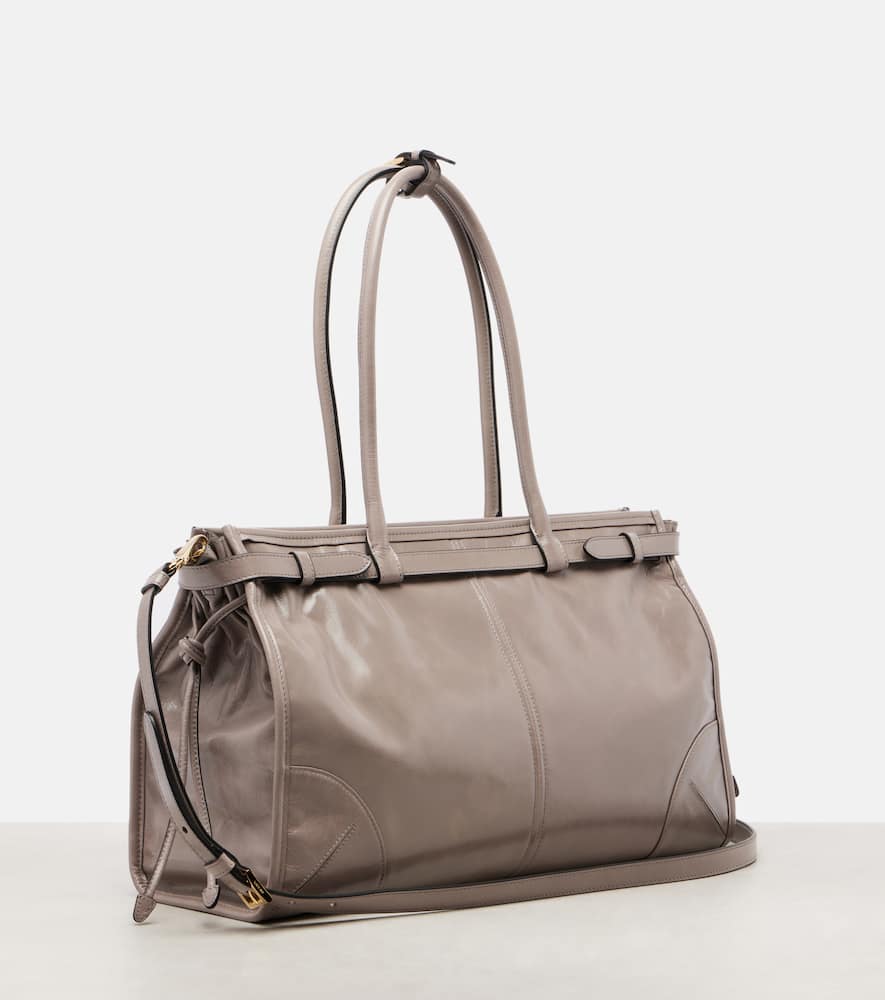 Prada Bonnie Large Leather Shoulder Bag In Gray