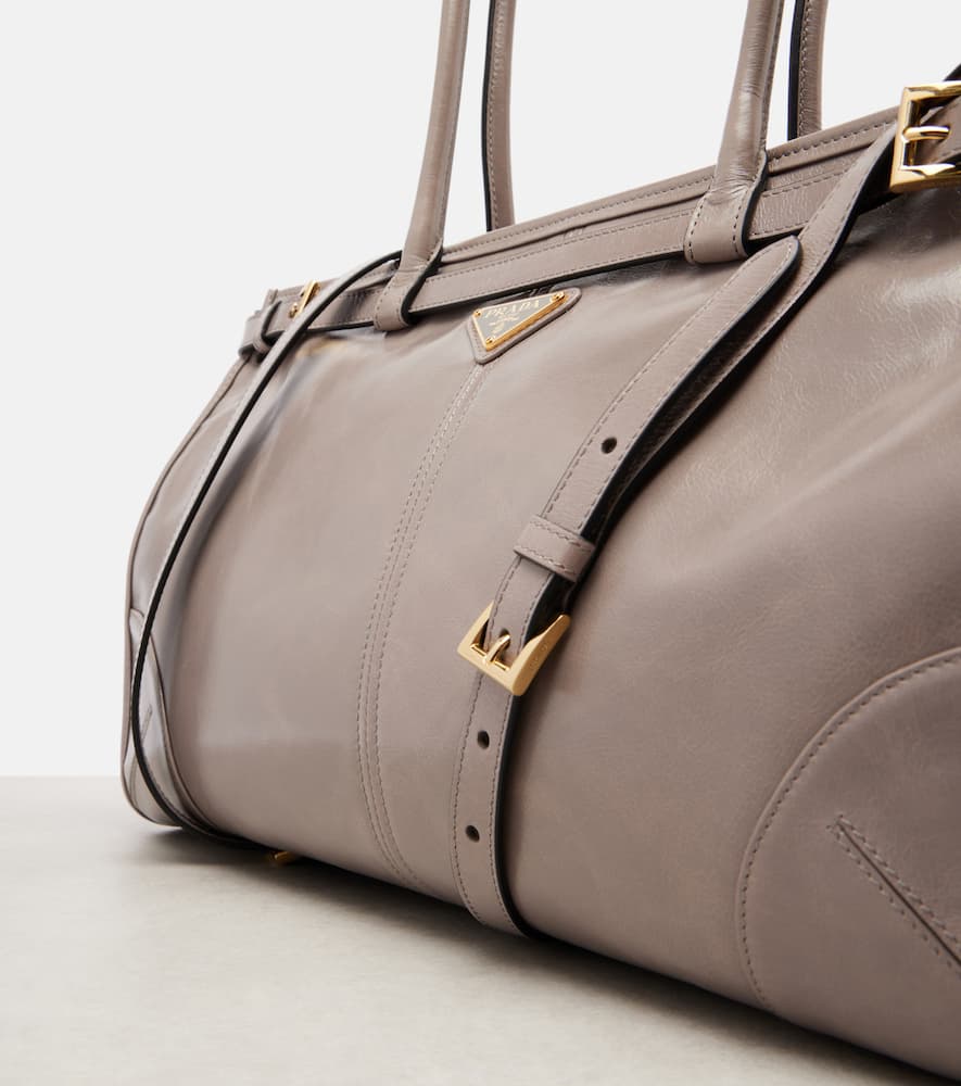 Prada Bonnie Large Leather Shoulder Bag In Gray