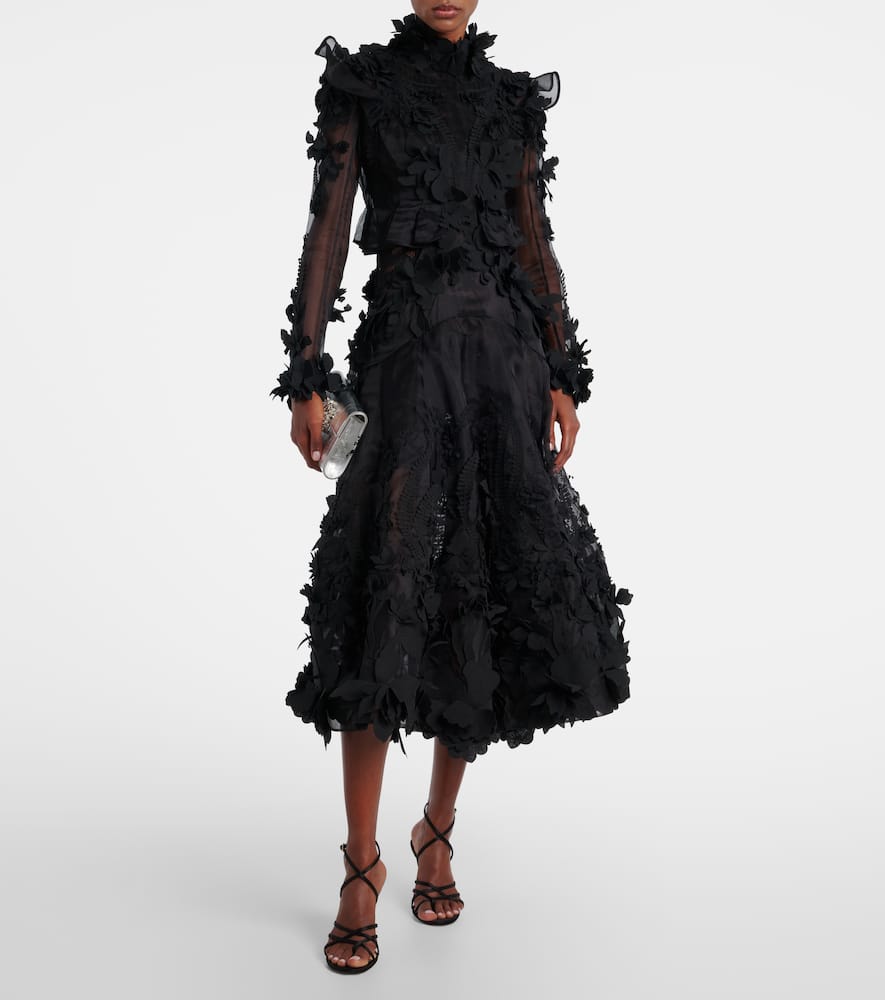 Zimmermann Hypnotic Applique Silk Organza Gown In Black