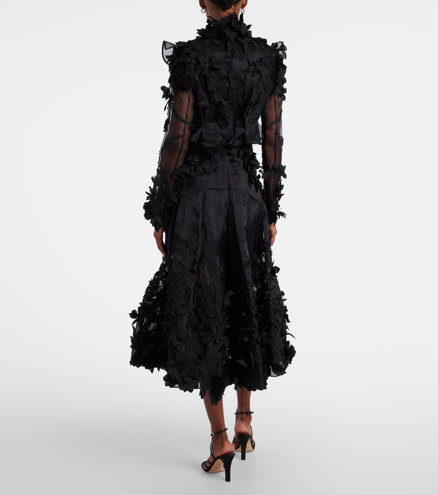 Zimmermann Hypnotic Applique Silk Organza Gown In Black