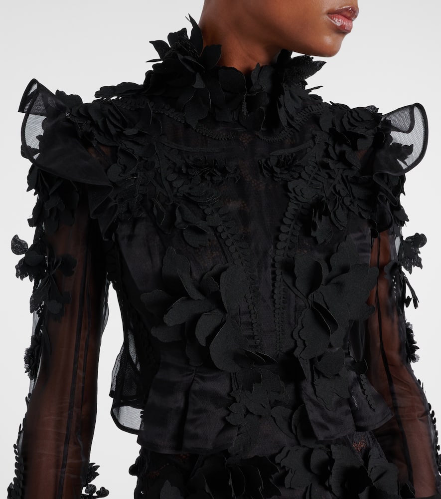 Zimmermann Hypnotic Applique Silk Organza Gown In Black