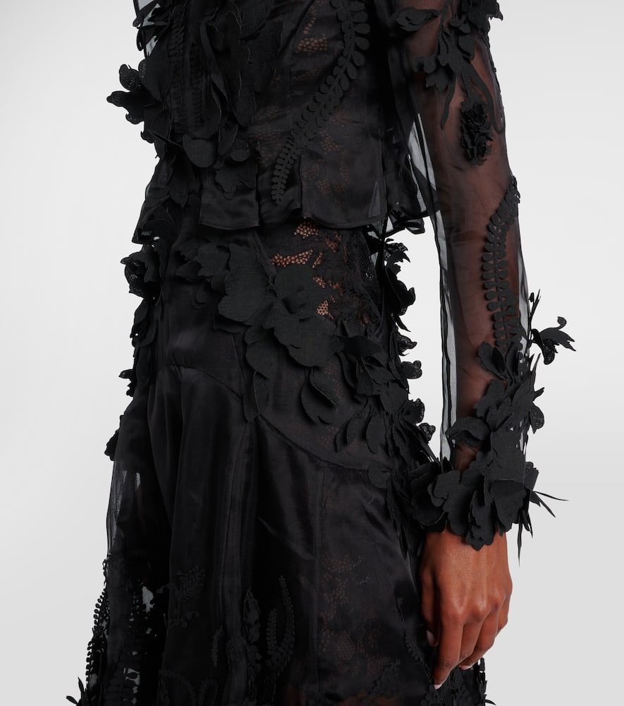 Zimmermann Hypnotic Applique Silk Organza Gown In Black