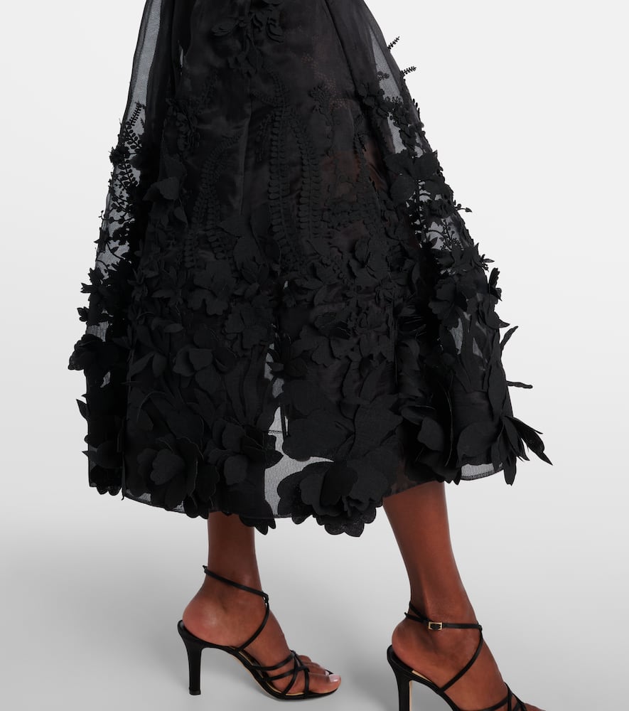 Zimmermann Hypnotic Applique Silk Organza Gown In Black