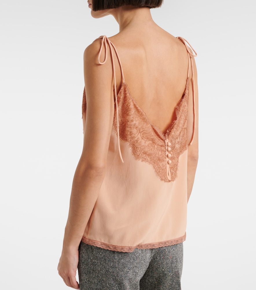 Lace-Trimmed Silk Crêpe De Chine Camisole