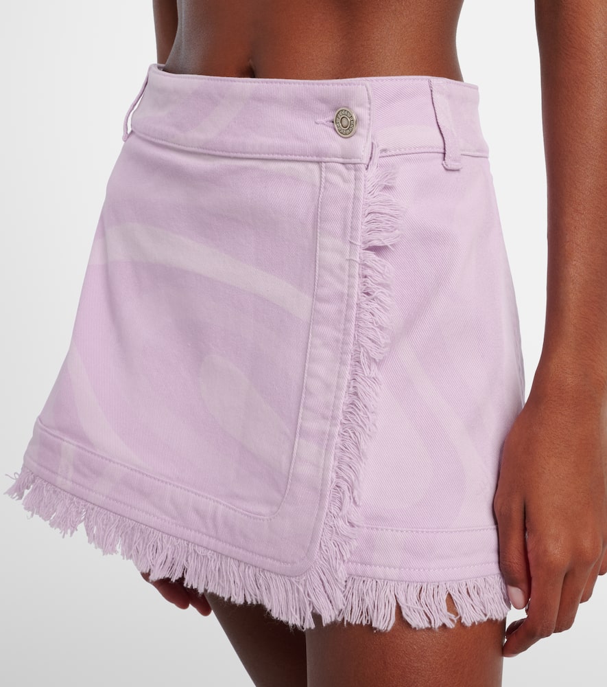 Pucci Marmo Distressed Denim Miniskirt In Pink