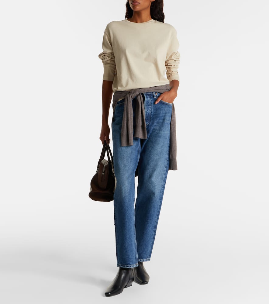 Agolde Sydney Cotton Jersey T-shirt In Neutral
