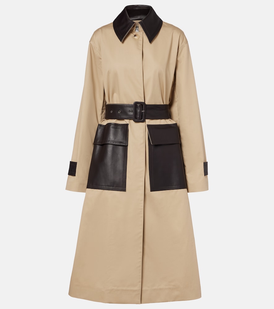 Joseph Zaman Leather Trimmed Cotton Trench Coat