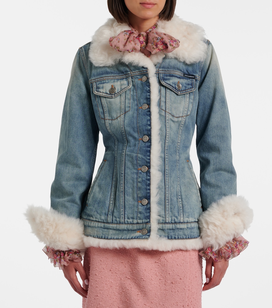  Dolce&gabbana Dolce&gabbana Shearling-trimmed Denim Jacket 