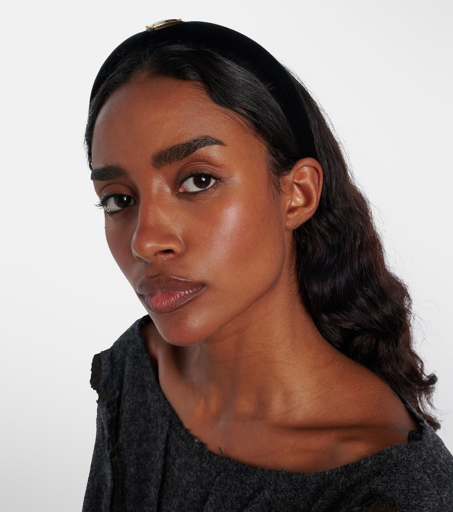 Prada Cotton Velvet Headband In Black