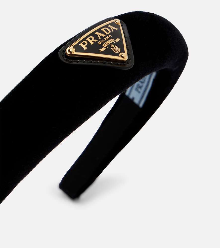 Prada Cotton Velvet Headband In Black