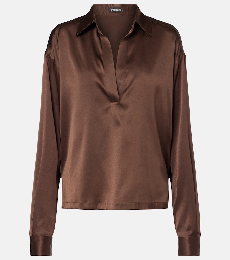 Tom Ford Women's Brown Silk-Blend Top Uk Size 8