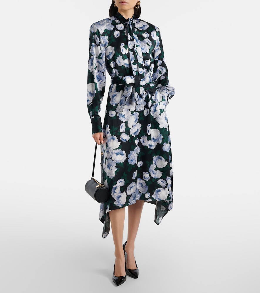 Stella McCartney Floral tie-neck satin midi dress