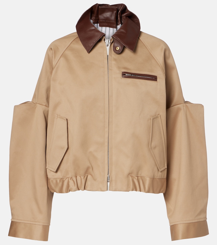 Sacai Leather Trimmed Cotton Blouson Jacket