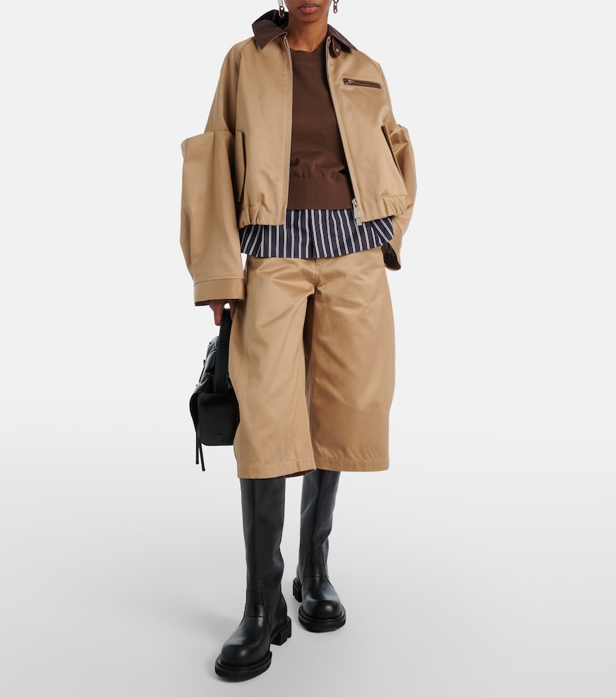 Sacai Leather-trimmed cotton blouson jacket