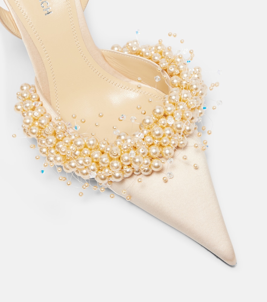  Mach & Mach Mach & Mach Floating Pearls 85 Satin Slingback Pumps 